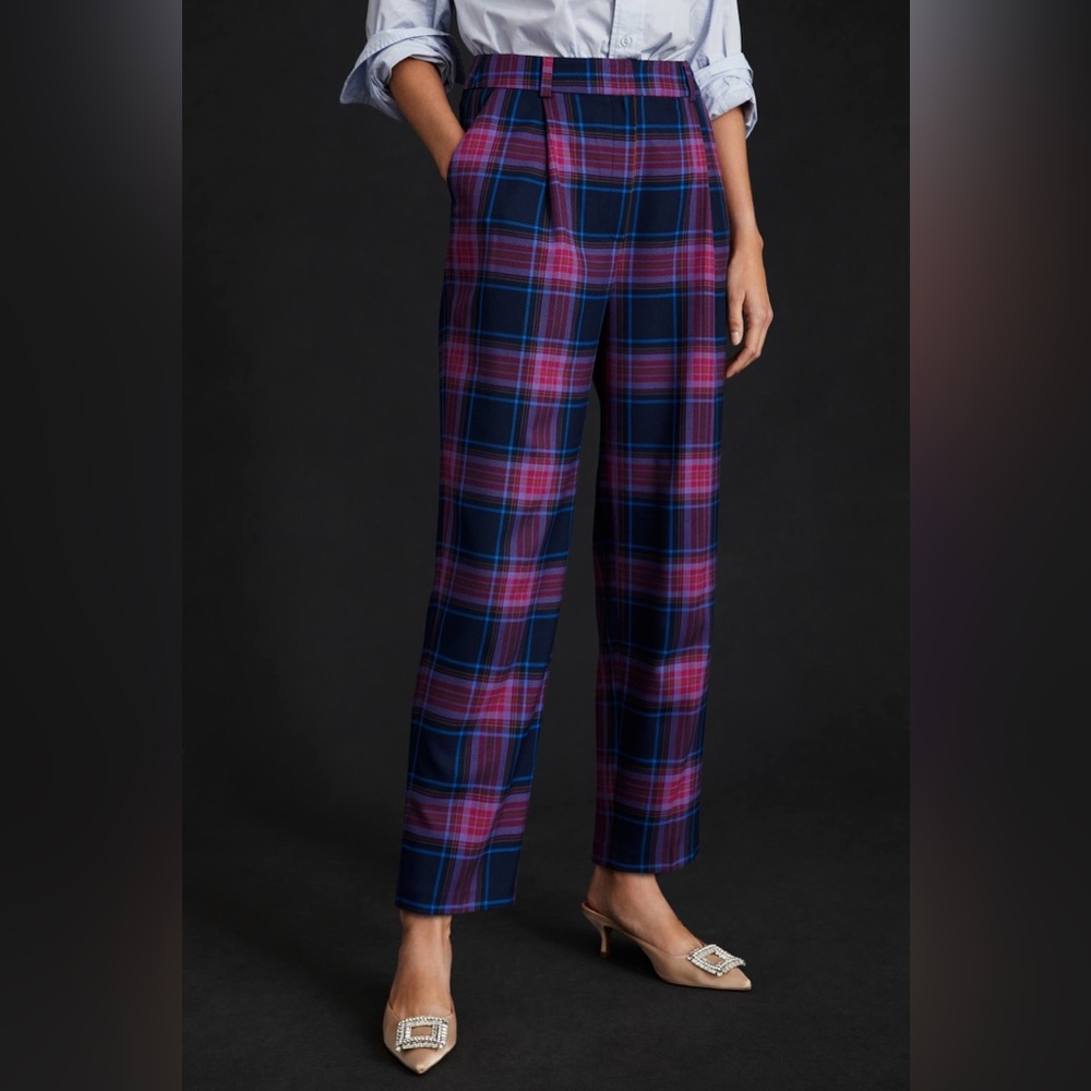 Anthropologie Exquise Cropped Plaid Trousers Size Small